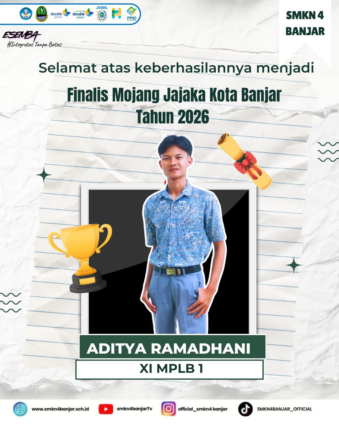 Siswa SMKN 4 Banjar Tembus Final Mojang Jajaka: Aditya Ramadhani Siap Harumkan Nama Sekolah